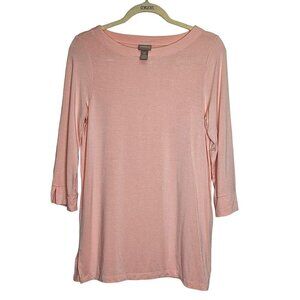 Chicos size 0 XS Half Sleeve Blush Pink Boat Neck Model‎ Spandex Neutral Cottage